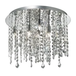 Plafoniere Moderne-Ideal Lux Royal pl8 plafoniera tonda cromo cristalli molati