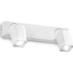 Applique Da Parete-Ideal Lux Rudy ap2 square applique doppia luce orientabile bianco gu10 led