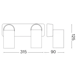 Applique Da Parete-Ideal Lux Rudy ap2 square applique doppia luce orientabile bianco gu10 led
