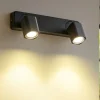 Applique Da Parete-Ideal Lux Rudy ap2 square applique due luci orientabili nere gu10 led 3000k