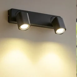 Applique Da Parete-Ideal Lux Rudy ap2 square applique due luci orientabili nere gu10 led 3000k