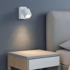 Applique Camera Da Letto-Ideal Lux Rudy ap1 square applique orientabile bianca