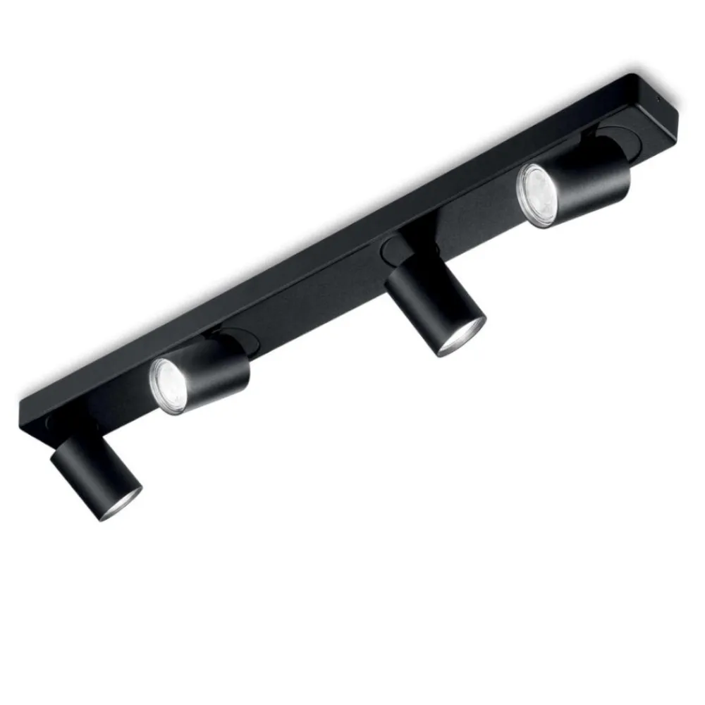 Plafoniere Moderne-Ideal Lux Rudy pl4 plafoniera nera con 4 faretti led