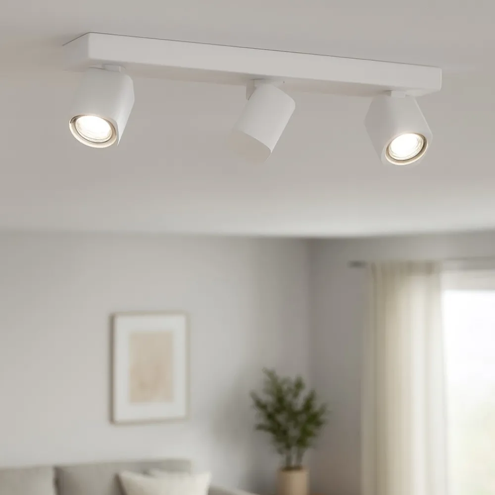Plafoniere Moderne-Ideal Lux Rudy pl3 square bianco plafoniera con faretti led 7w 3000k