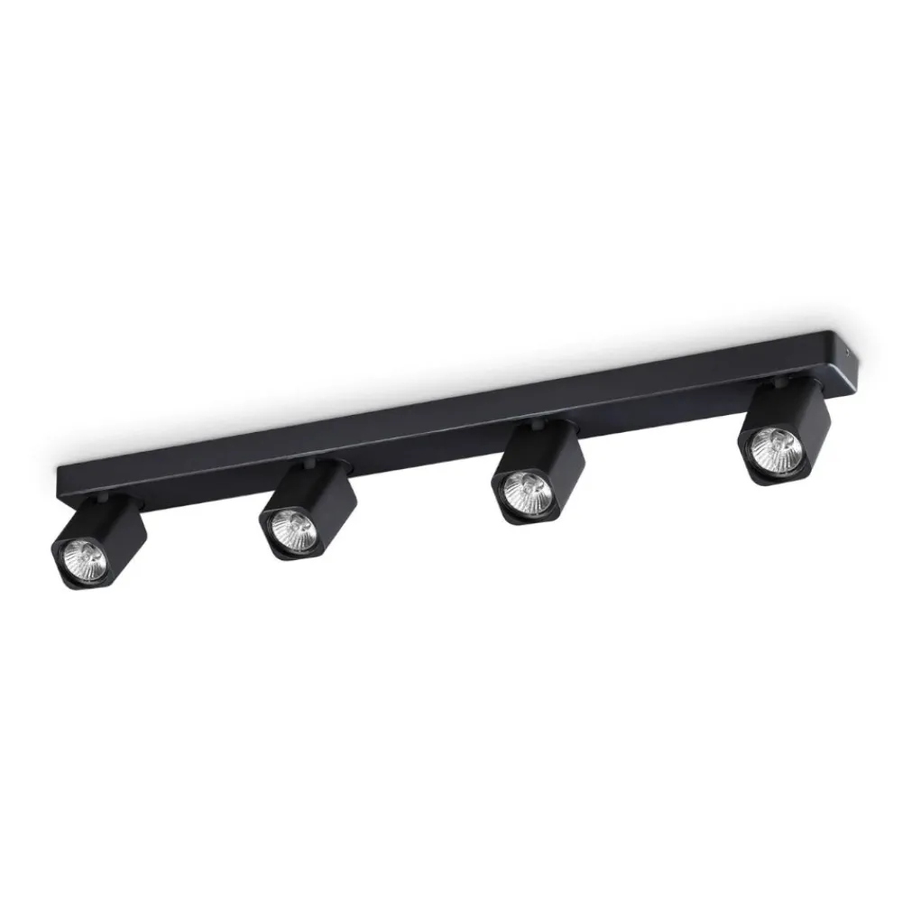 Plafoniere Moderne-Ideal Lux Rudy pl4 square plafoniera da cucina nera con 4 faretti orientabili