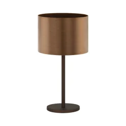 Lampade Da Tavolo-Eglo Saganto lampada da tavolo moderna marrone paralume colore rame