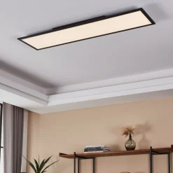 Plafoniere Moderne-Eglo Salobrena plafoniera led nera 120x30 dimmerabile 33w da 2700k a 6500k controllo remoto app