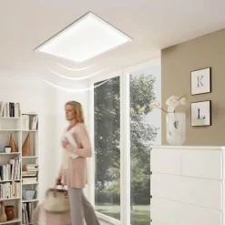 Plafoniere Moderne-Eglo Salobrena plafoniera led 4000k con sensore di movimento
