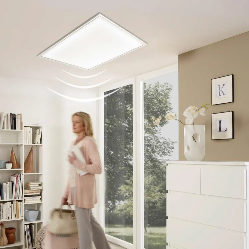 Plafoniere Moderne-Eglo Salobrena plafoniera led 4000k con sensore di movimento