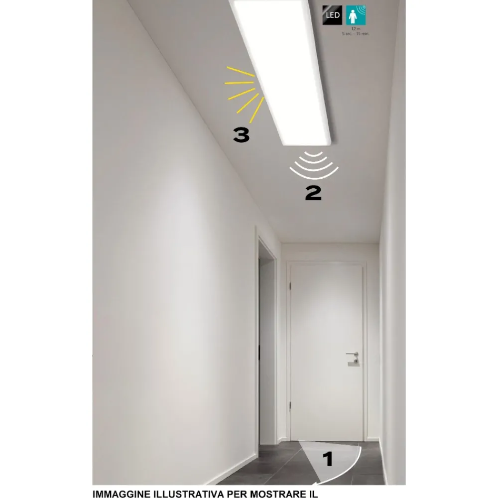 Plafoniere Moderne-Eglo Salobrena plafoniera led 4000k con sensore di movimento