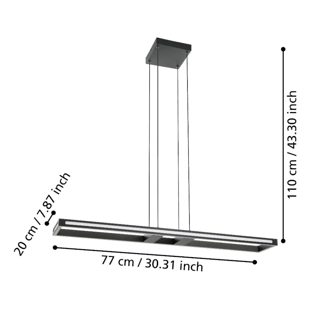 Lampadari Cucina-Eglo Salvilanas z lampadario rettangolare per cucina moderna led da 2700k a 6500k