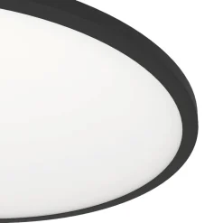 Plafoniere Moderne-Eglo Sarsina z plafoniera moderna nera tonda led 2700k a 6500k controllo remoto app