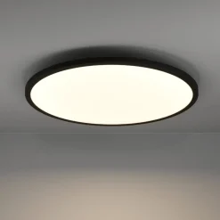Plafoniere Moderne-Eglo Sarsina z plafoniera moderna nera tonda led 2700k a 6500k controllo remoto app