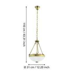 Lampadari Cucina-Eglo Savoy lampadario da cucina classica paralume in vetro satinato