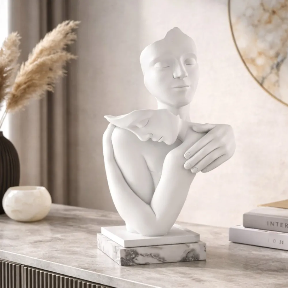 Soprammobili Moderni-Bongelli Preziosi Scultura abbraccio base marmo bianco soprammobile