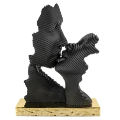 Soprammobili Moderni-Bongelli Preziosi Scultura da tavolo bacio stilizzato nero oro