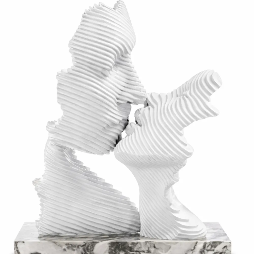 Soprammobili Moderni-Bongelli Preziosi Scultura da tavolo bacio stilizzato marmo bianco soprammobile