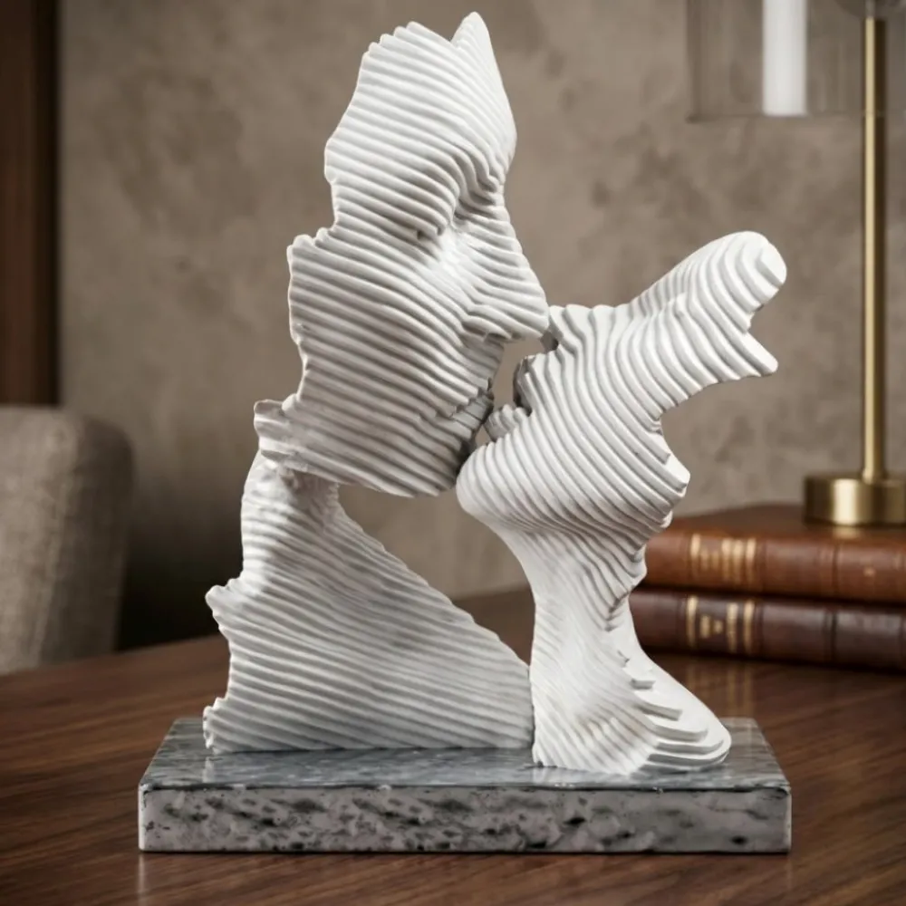 Soprammobili Moderni-Bongelli Preziosi Scultura da tavolo bacio volti innamorati base argento
