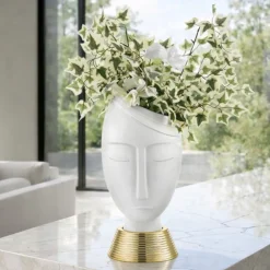 Soprammobili Moderni-Bongelli Preziosi Scultura da tavolo vaso viso uomo h32 oro