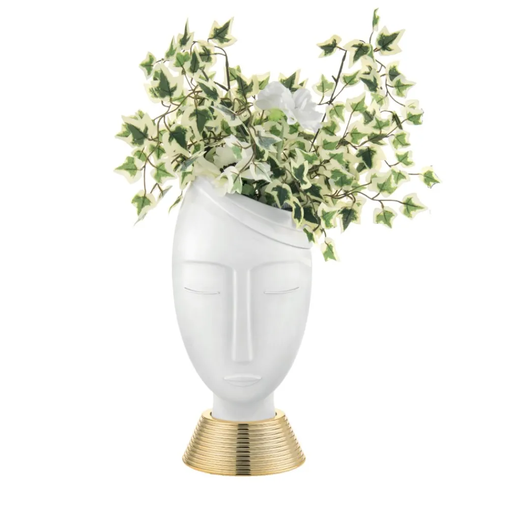 Soprammobili Moderni-Bongelli Preziosi Scultura da tavolo vaso viso uomo h32 oro