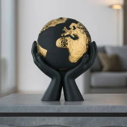 Soprammobili Moderni-Bongelli Preziosi Scultura da tavolo h36 mani mondo nero oro