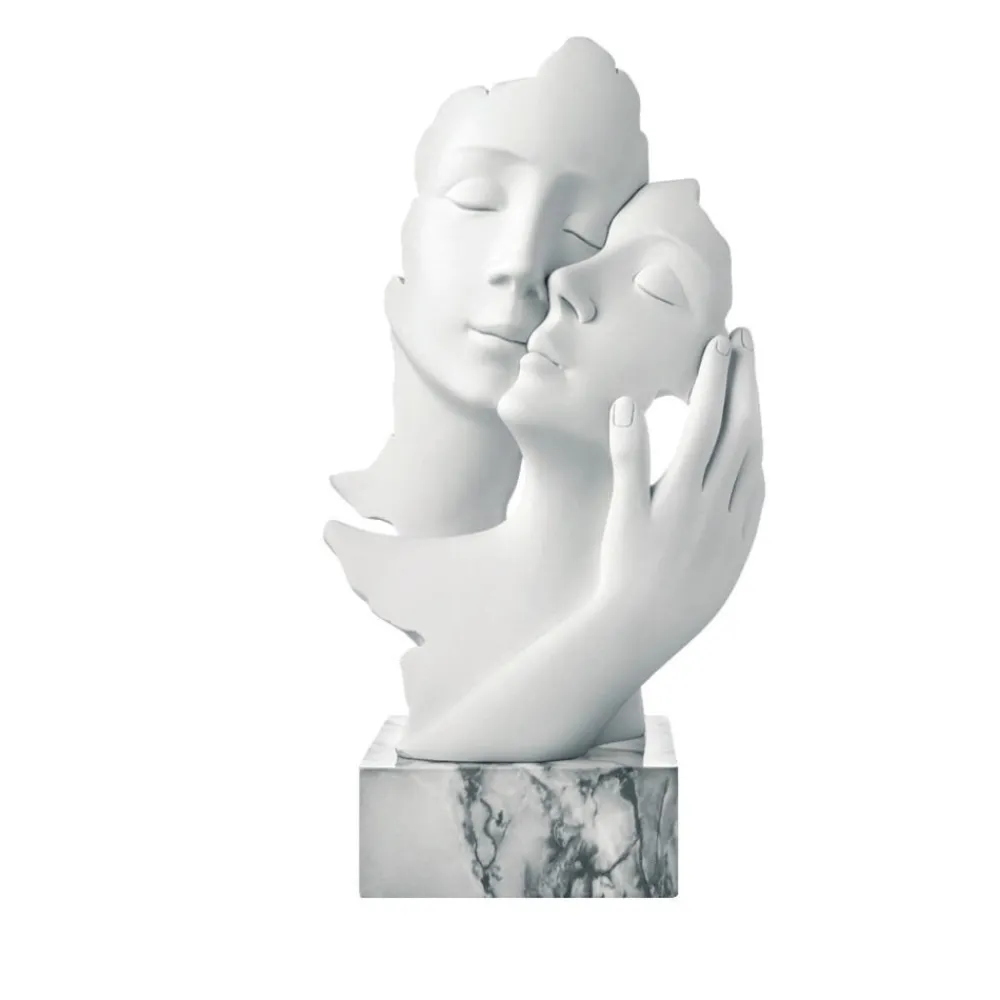 Soprammobili Moderni-Bongelli Preziosi Scultura facce mano h34 base marmo bianco