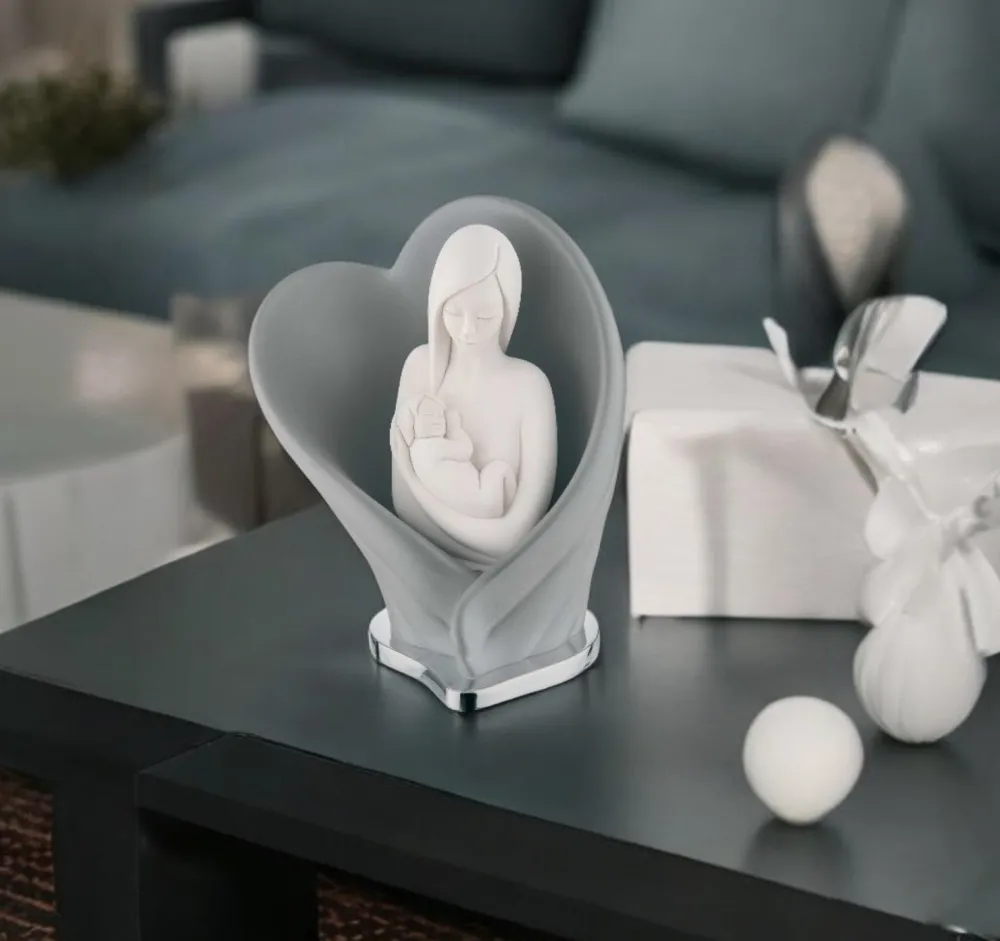 Soprammobili Moderni-Bongelli Preziosi Scultura maternita nascita cuore grigio