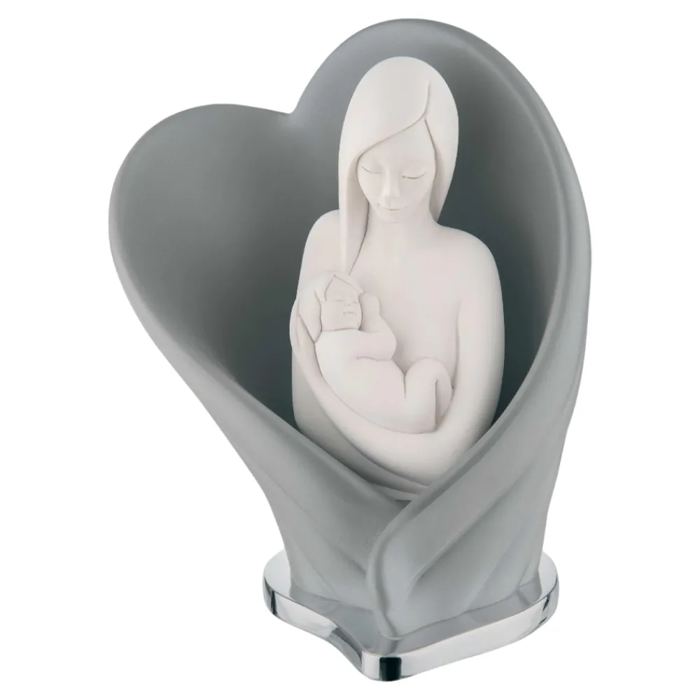 Soprammobili Moderni-Bongelli Preziosi Scultura maternita nascita cuore grigio