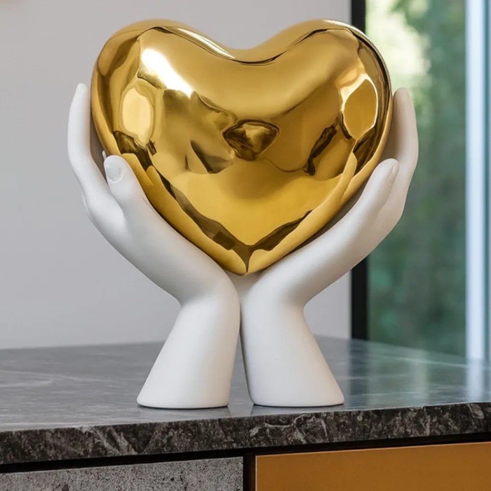 Soprammobili Moderni-Bongelli Preziosi Scultura moderna h31 mani cuore dorato