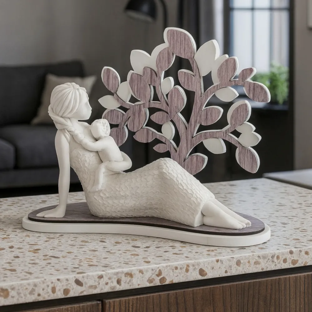 Soprammobili Moderni-Bongelli Preziosi Scultura sogno maternita seduta albero rovere