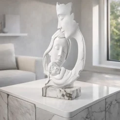 Soprammobili Moderni-Bongelli Preziosi Scultura soprammobile face base marmo bianco maternita
