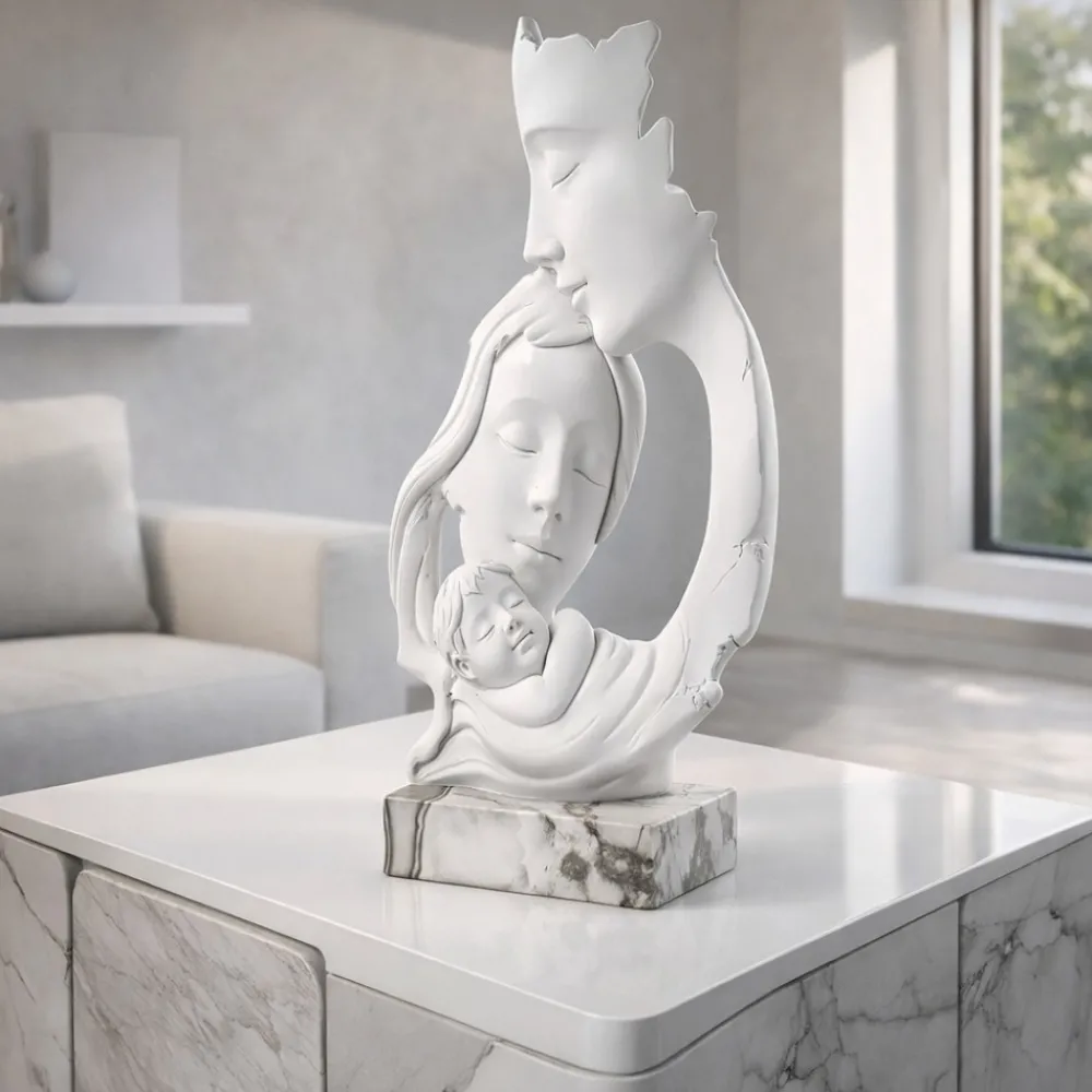 Soprammobili Moderni-Bongelli Preziosi Scultura soprammobile face base marmo bianco maternita