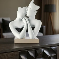 Soprammobili Moderni-Bongelli Preziosi Scultura stilizzata h27 innamorati base nocciola