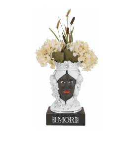 Soprammobili Moderni-Bongelli Preziosi Scultura testa di moro h28 lui bianca nera