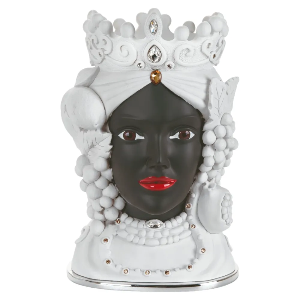 Soprammobili Moderni-Bongelli Preziosi Scultura testa di moro lei h28 ceramica nero
