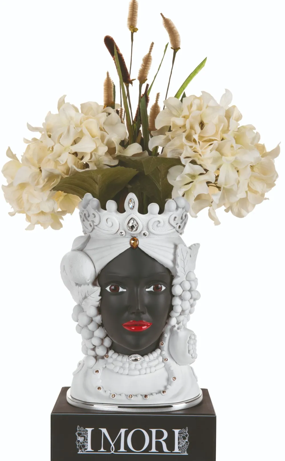 Soprammobili Moderni-Bongelli Preziosi Scultura testa di moro lei h28 ceramica nero