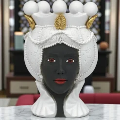 Soprammobili Moderni-Bongelli Preziosi Scultura testa di moro lei h17 nera