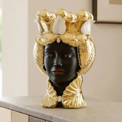 Soprammobili Moderni-Bongelli Preziosi Scultura testa di moro lei oro h28