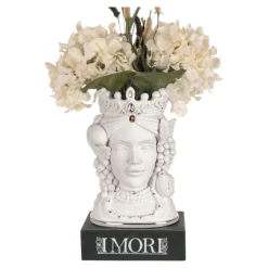 Soprammobili Moderni-Bongelli Preziosi Scultura testa di moro lei vaso bianco