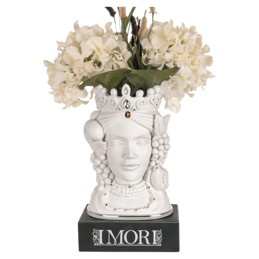 Soprammobili Moderni-Bongelli Preziosi Scultura testa di moro lei vaso bianco