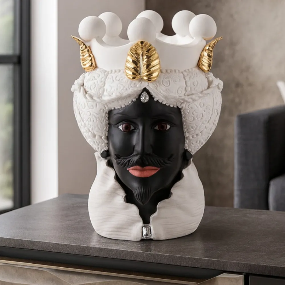 Soprammobili Moderni-Bongelli Preziosi Scultura testa di moro lui h17 nero