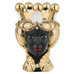 Soprammobili Moderni-Bongelli Preziosi Scultura testa moro lei oro h17 soprammobile