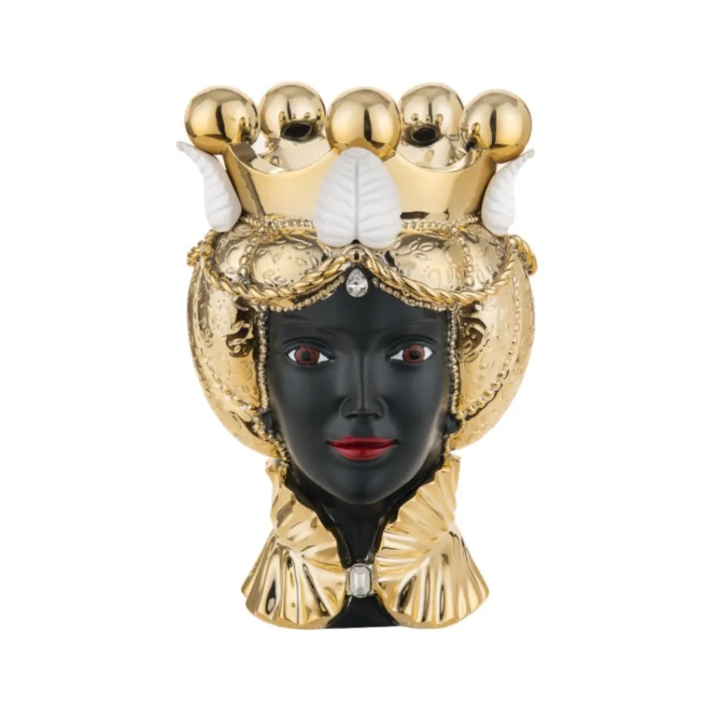 Soprammobili Moderni-Bongelli Preziosi Scultura testa moro lei oro h9,5 soprammobile