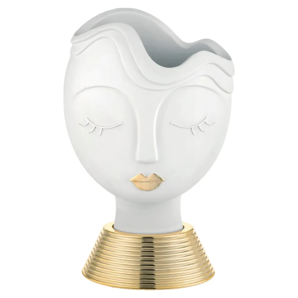 Soprammobili Moderni-Bongelli Preziosi Scultura vaso viso donna h39cm oro