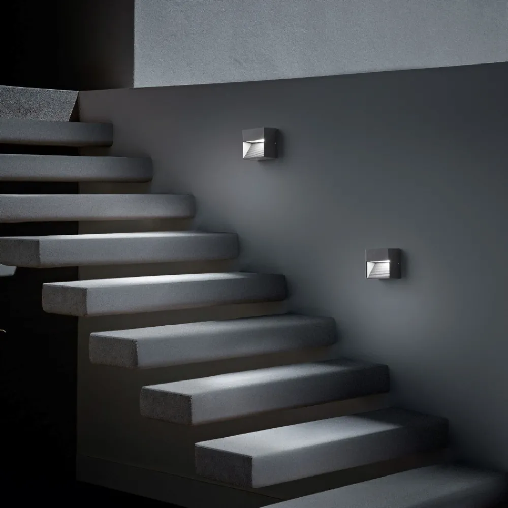 Segnapasso Led-Ideal Lux Segnapasso a parete led per esterni down antracite ip44 quadrato senza incasso