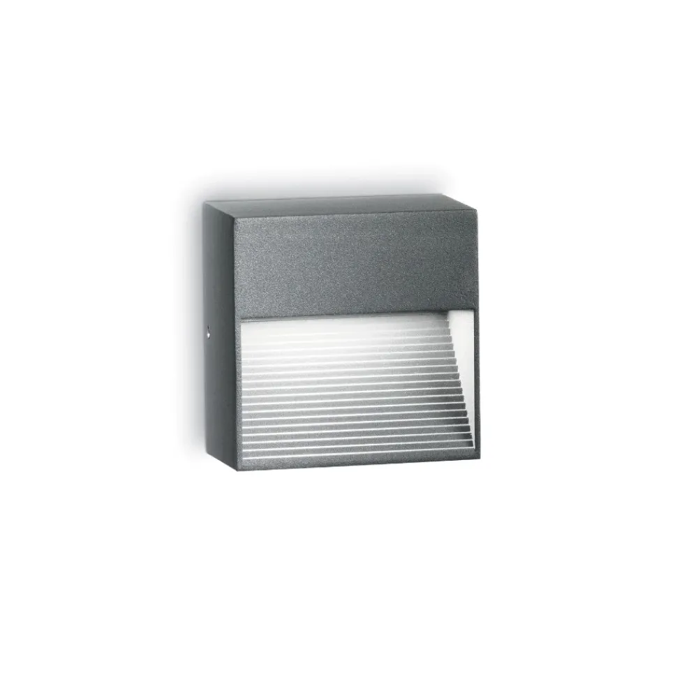 Segnapasso Led-Ideal Lux Segnapasso a parete led per esterni down antracite ip44 quadrato senza incasso