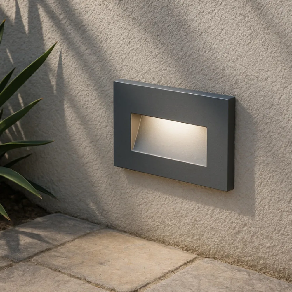 Segnapasso Led-Selezionato da Mazzolaluce Segnapasso da esterno a incasso a parete grafite led 3w 3000k