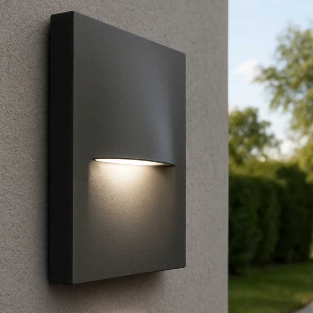 Segnapasso Led-Selezionato da Mazzolaluce Segnapasso da esterno a parete led 3w 3000k quadrato grafite