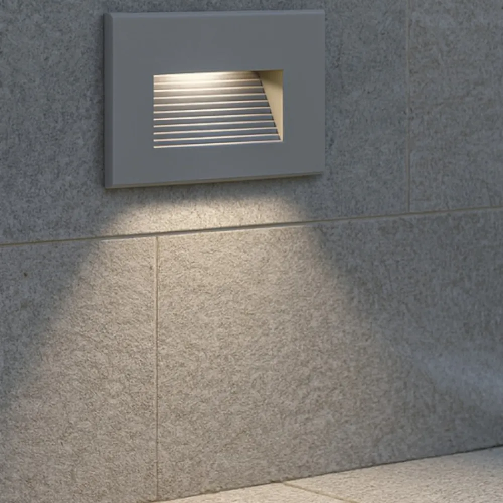 Segnapasso Led-Selezionato da Mazzolaluce Segnapasso da esterno led 3w 3000k da incasso a parete grigio ip65