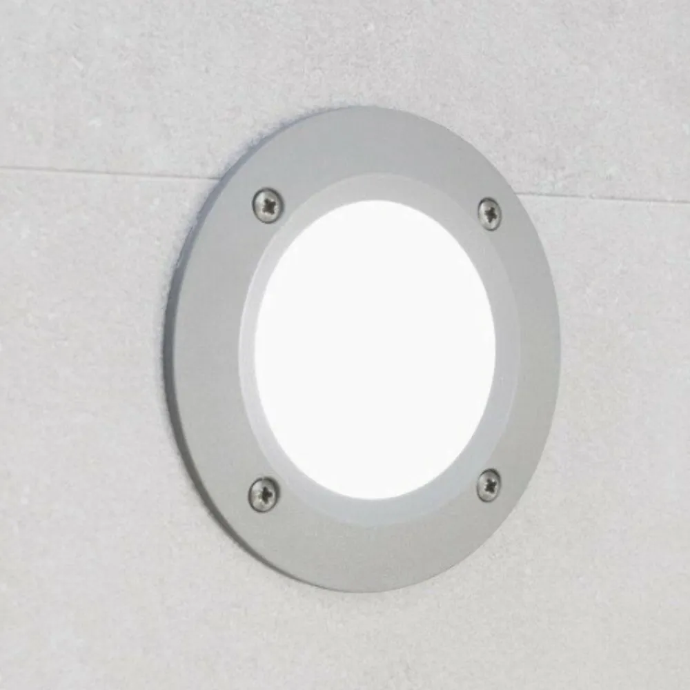 Segnapasso Led-Top Light Segnapasso da esterno per incasso parete rotondo grigio anti corrosione ip66